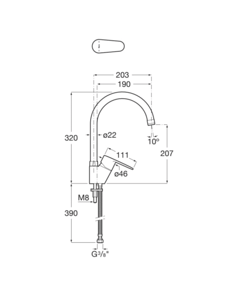 Medidas grifo cocina Roca Victoria Plus