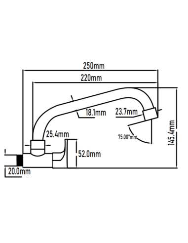 Medidas grifo cocina pared 1 agua