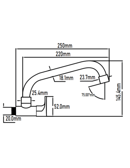 Medidas grifo cocina pared 1 agua