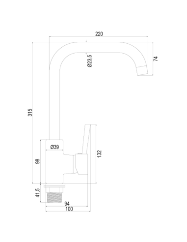 Medidas grifo cocina Dynamo AQUAGRIF