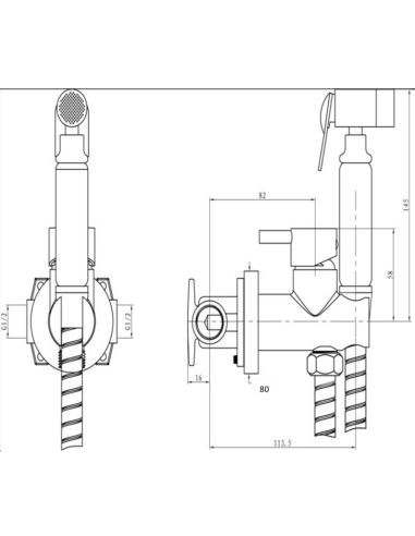 Medidas ducha higiénica wc BATH AND SHOWER