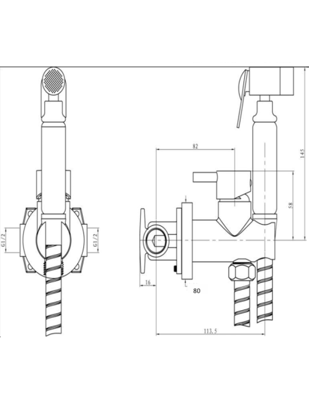 Medidas ducha higiénica wc BATH AND SHOWER