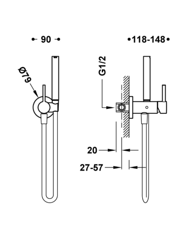 Medidas ducha higiénica WC Max TRES