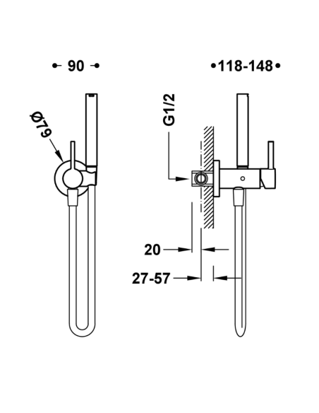 Medidas ducha higiénica WC Max TRES