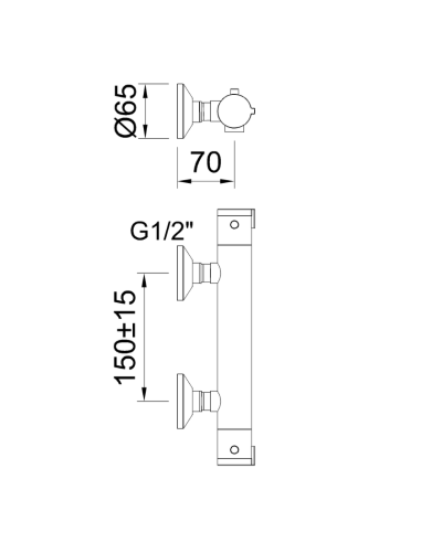 Medidas Grifo termostático ducha con equipo GO! CLEVER