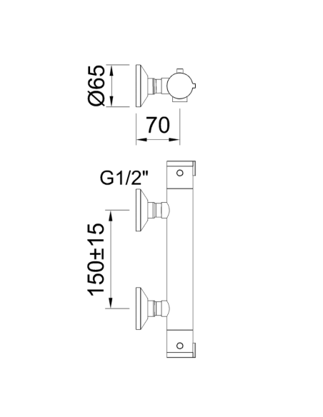 Medidas Grifo termostático ducha con equipo GO! CLEVER