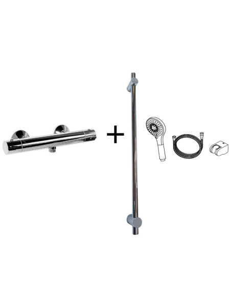 Grifo termostático ducha con barra y alcachofa GO! CLEVER