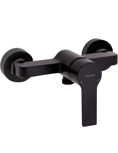 Grifería ducha negra Clever GO!2 + ducha telefono y soporte · Pereda