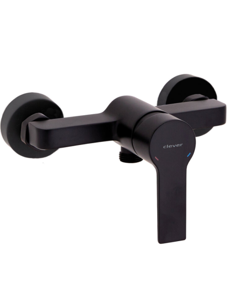 Grifería ducha negra Clever GO!2 + ducha telefono y soporte · Pereda