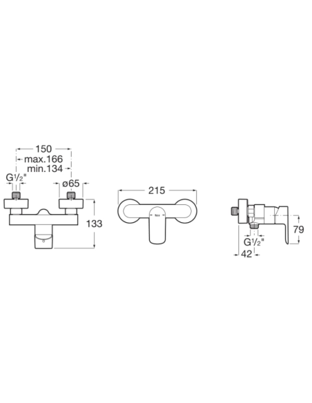 Medidas Grifo ducha monomando Cala ROCA