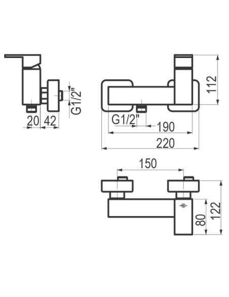 Medidas Grifo ducha monomando Nitro GALINDO