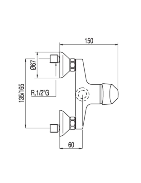 Medidas Grifo ducha monomando Tres-Pol TRES