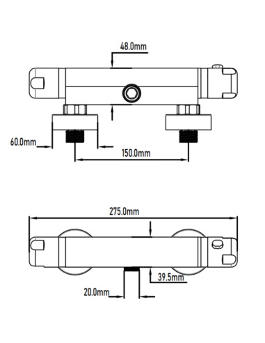 Medidas Grifo ducha termostático Sena