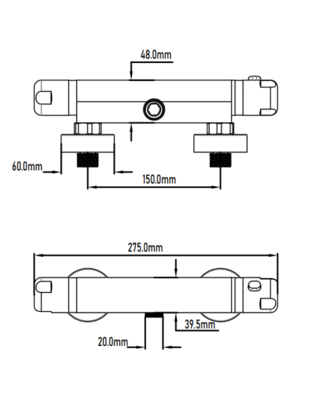 Medidas Grifo ducha termostático Sena