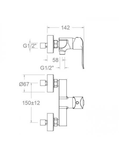 Medidas Grifo ducha Ypsylon plus RAMON SOLER