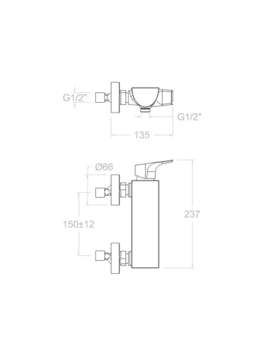 Medidas Grifo ducha Urban Chic RAMON SOLER