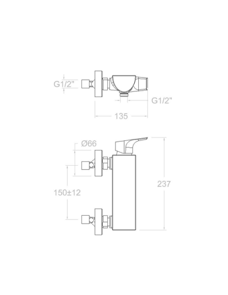 Medidas Grifo ducha Urban Chic RAMON SOLER