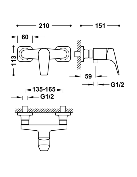 Grifo de ducha monomando Canigo de Tres · Pereda