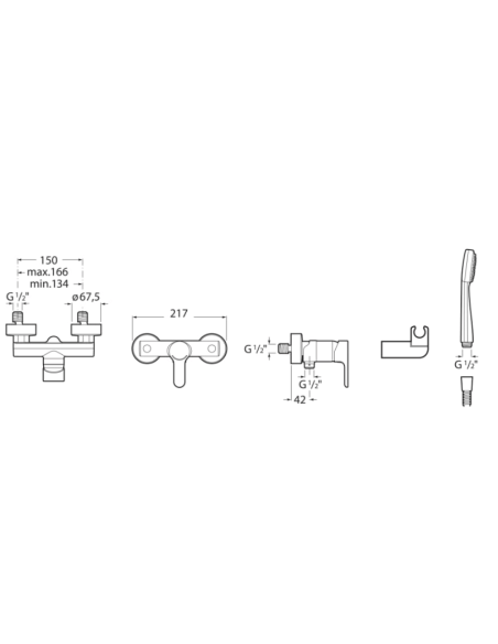 Grifo monomando de ducha L20 · Pereda