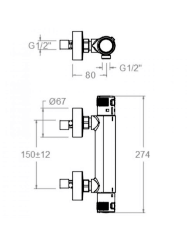 Medidas Grifo ducha termostático Termotech RAMON SOLER