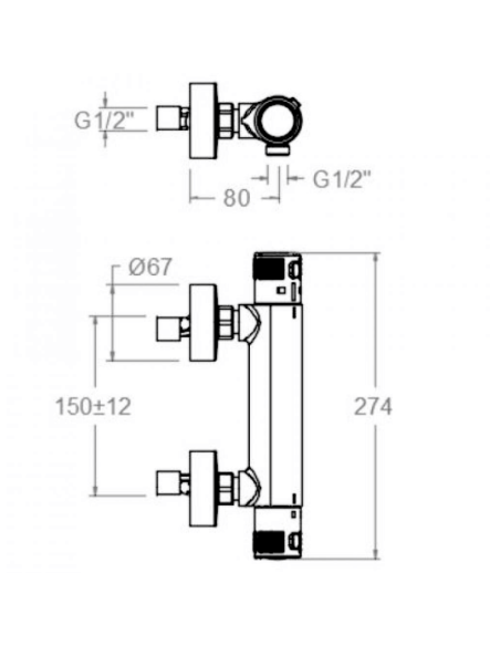 Medidas Grifo ducha termostático Termotech RAMON SOLER