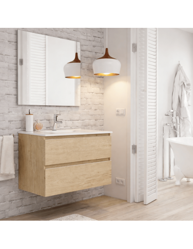 Mueble baño suspendido madera bambu