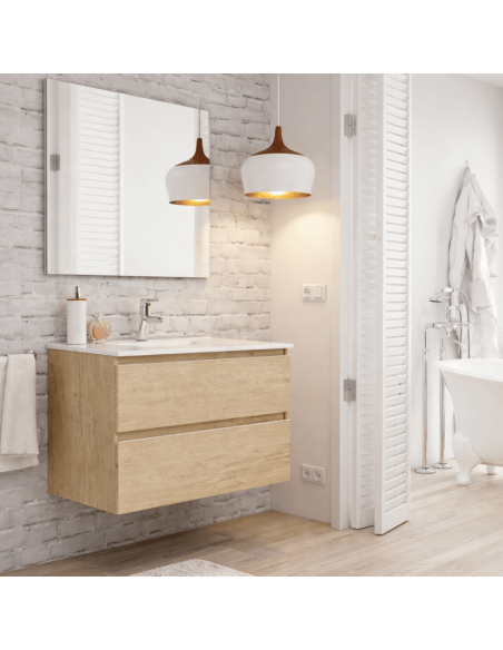 Mueble baño suspendido madera bambu