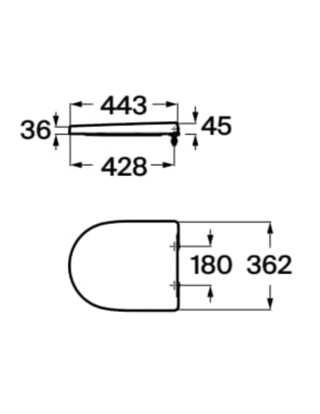 Medidas Tapa WC amortiguada Meridian ROCA A801F92001