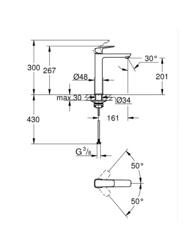 Medidas Grifo lavabo alto Cubeo XL GROHE