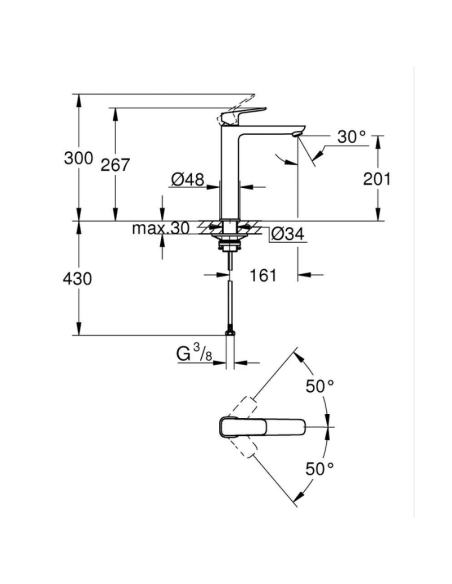 Medidas Grifo lavabo alto Cubeo XL GROHE