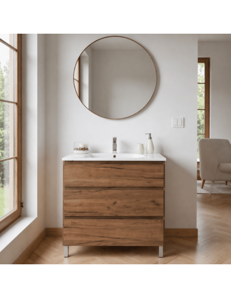 Mueble baño madera roble tabaco Nepal