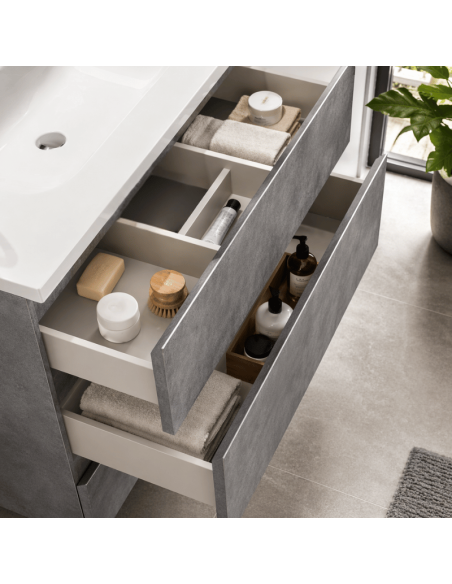 Mueble baño gris cemento Inglet (Interior)