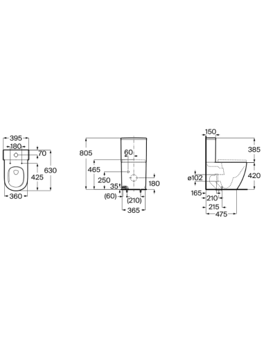 Medidas Inodoro Meridian nuevo ROCA