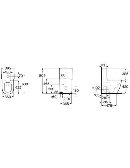 Medidas Inodoro Meridian nuevo ROCA