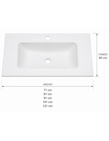 Medidas lavabo encastrado Triana Solid Surface