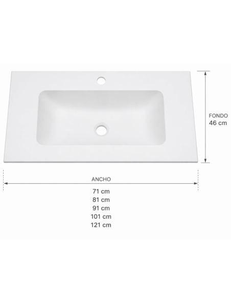 Medidas lavabo encastrado Triana Solid Surface