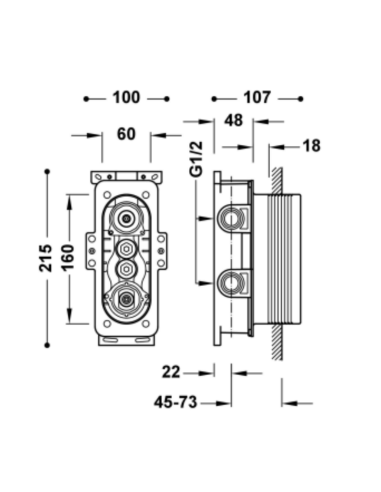 Medidas Cuerpo empotrado Therm-Box TRES