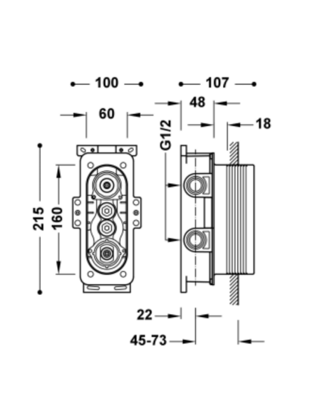 Medidas Cuerpo empotrado Therm-Box TRES