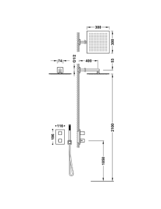 Ducha empotrada cuadrada parte exterior Therm-Box TRES 2
