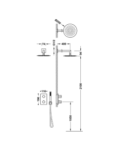 Ducha empotrada redonda parte exterior Therm-Box TRES 2