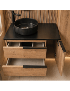 Mueble baño suspendido madera Black Capri 2