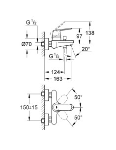 Grifo de baño-ducha EUROSMART COSMOPOLITAN GROHE 2
