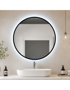Espejo de baño con luz marco negro lacado L31