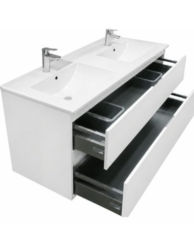 Mueble lavabo doble suspendido blanco Karma (Interior)