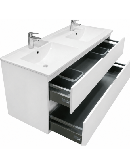 Mueble lavabo doble suspendido blanco Karma (Interior)