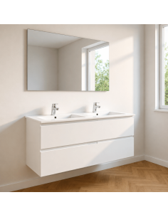 Mueble lavabo doble suspendido blanco Karma