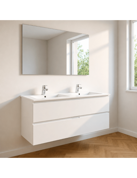 Mueble lavabo doble suspendido blanco Karma