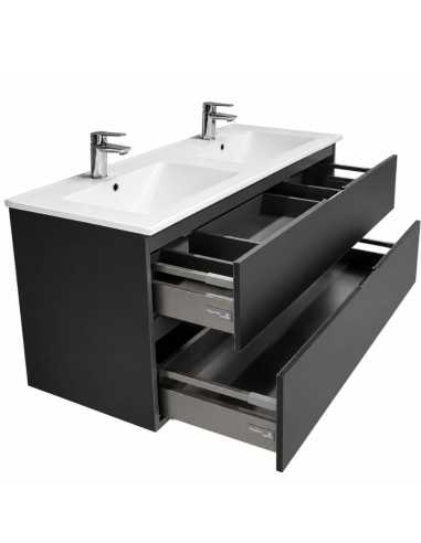 Mueble lavabo doble suspendido grafito Karma (Interior)