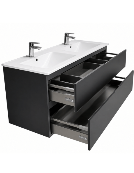 Mueble lavabo doble suspendido grafito Karma (Interior)