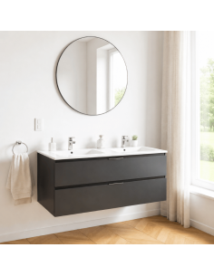 Mueble lavabo doble suspendido grafito Karma